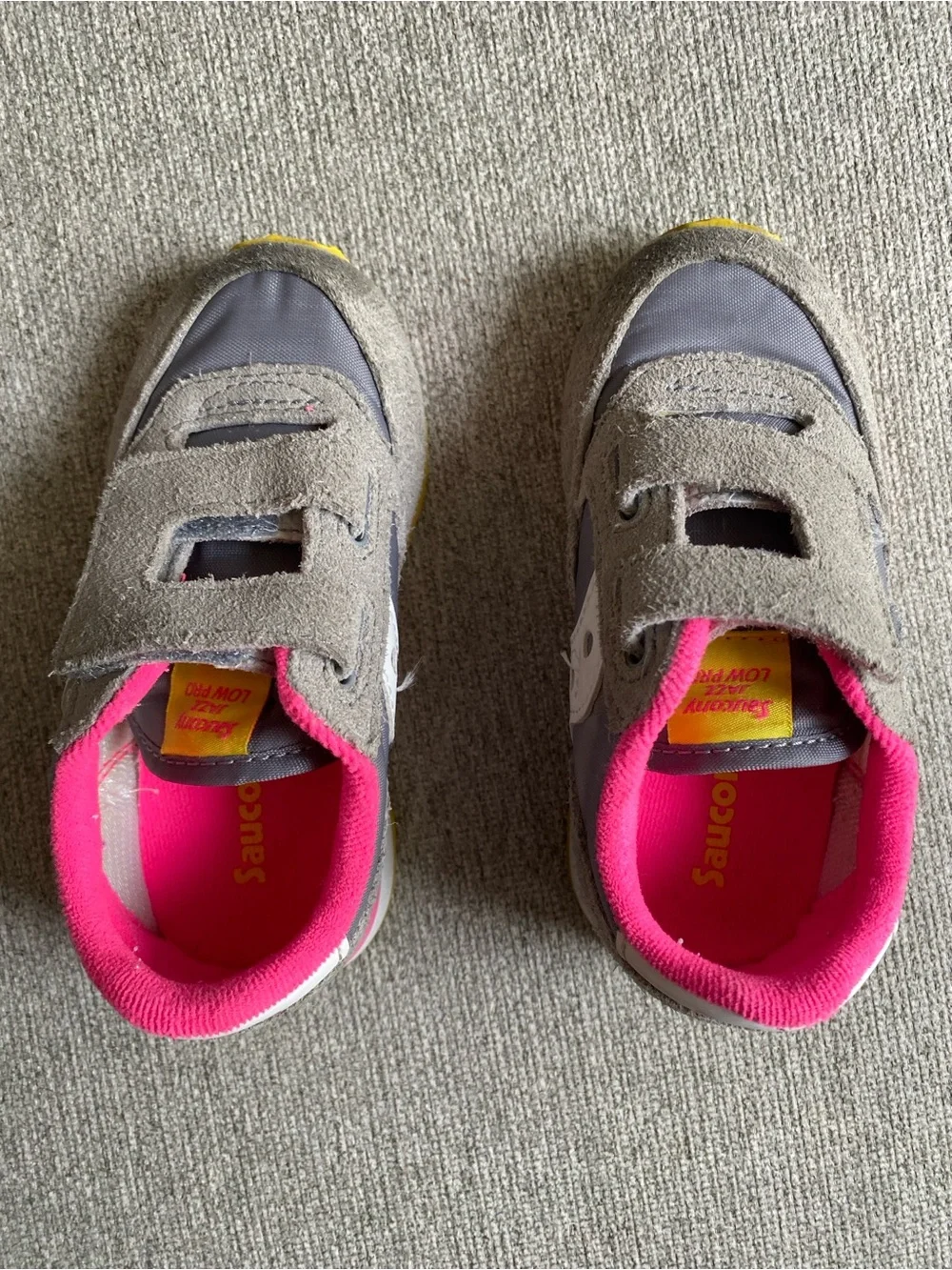 Saucony Kids Gray and Pink Velcro Athletic Sneakers